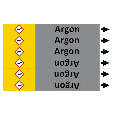 Značení potrubí ISO 20560, argon